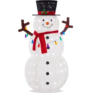 timeless 5ft Lighted Pop-Up Snowman, Outdoor Christmas Holiday Decoration w/ 200 LED Lights, Hat, Scarf Giant - 8ft Giant - 8ft